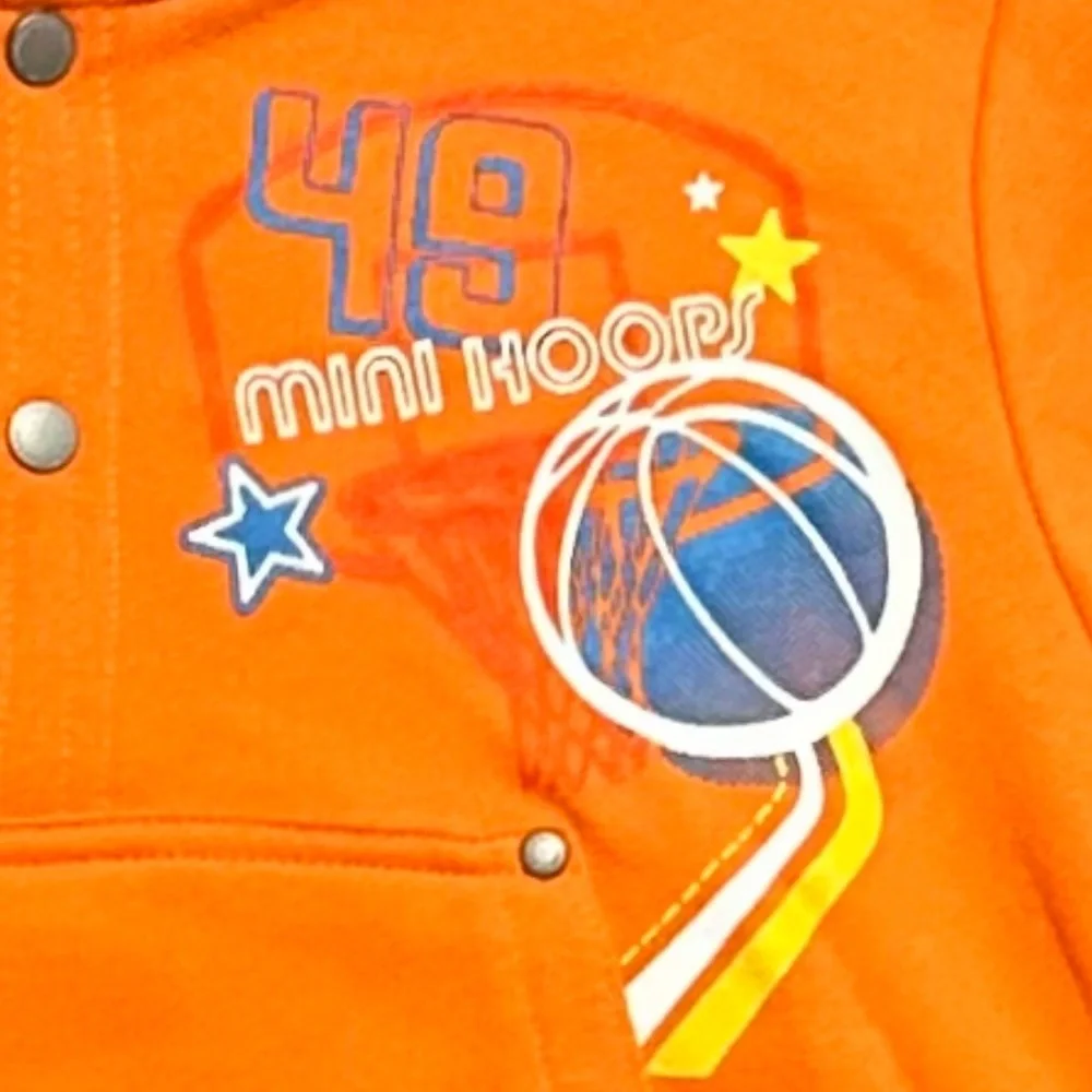 💞 New Baby & Toddler Boys Size 5T Orange & Grey Athletic Basketball Hoodie